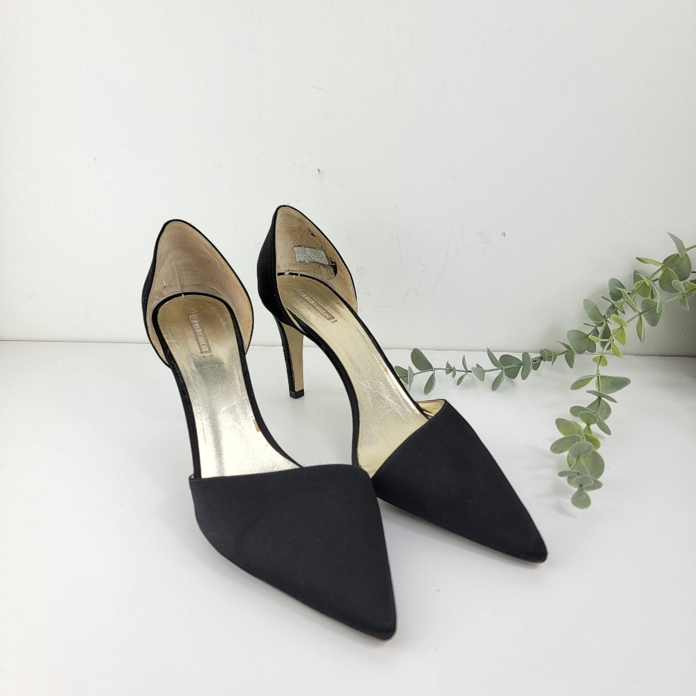 Giorgio Armani Satin Asymmetric d'Orsay Pump Black Sz 8.5 / 39 EU